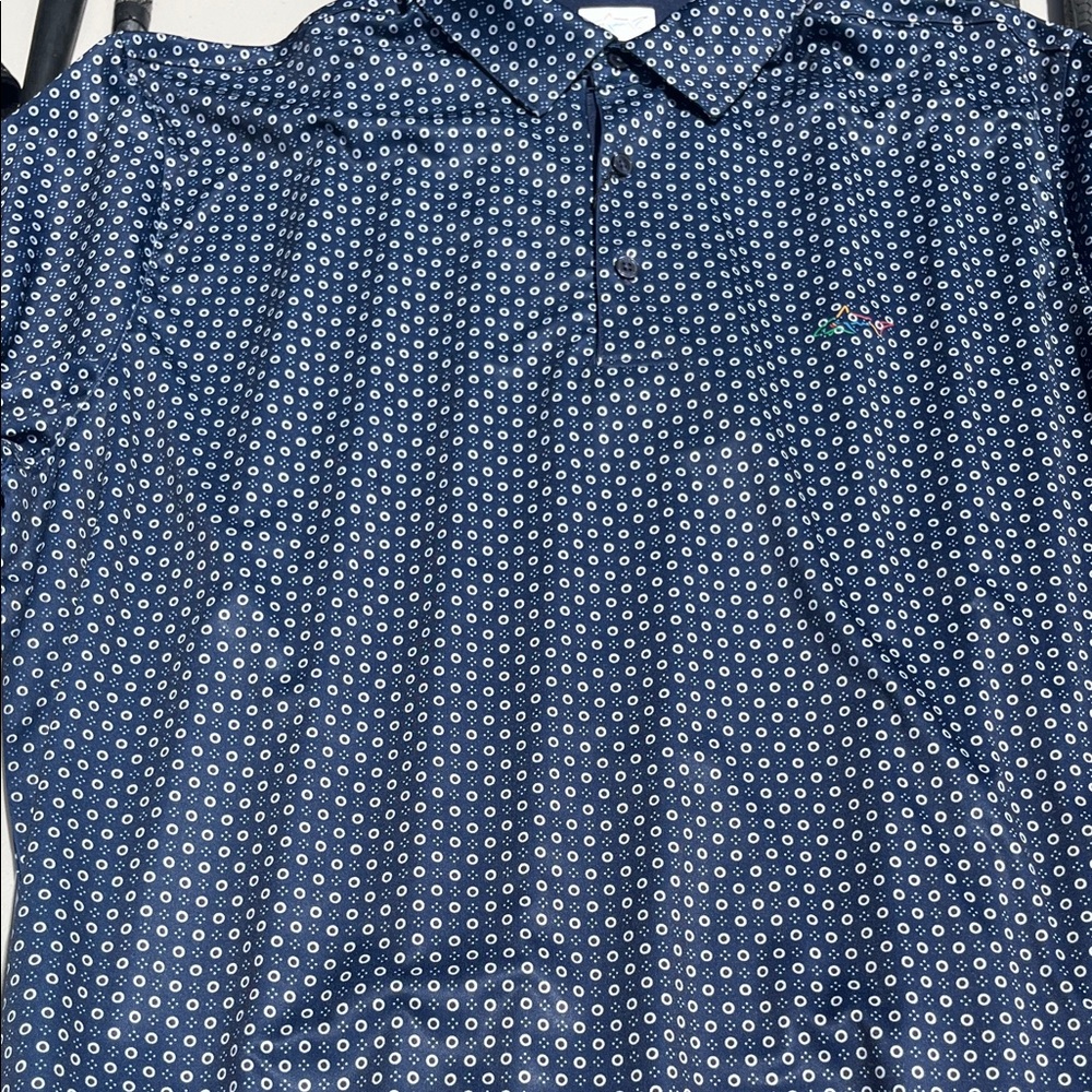 Greg Norman Collection Navy Blue Printed Polo Shirt